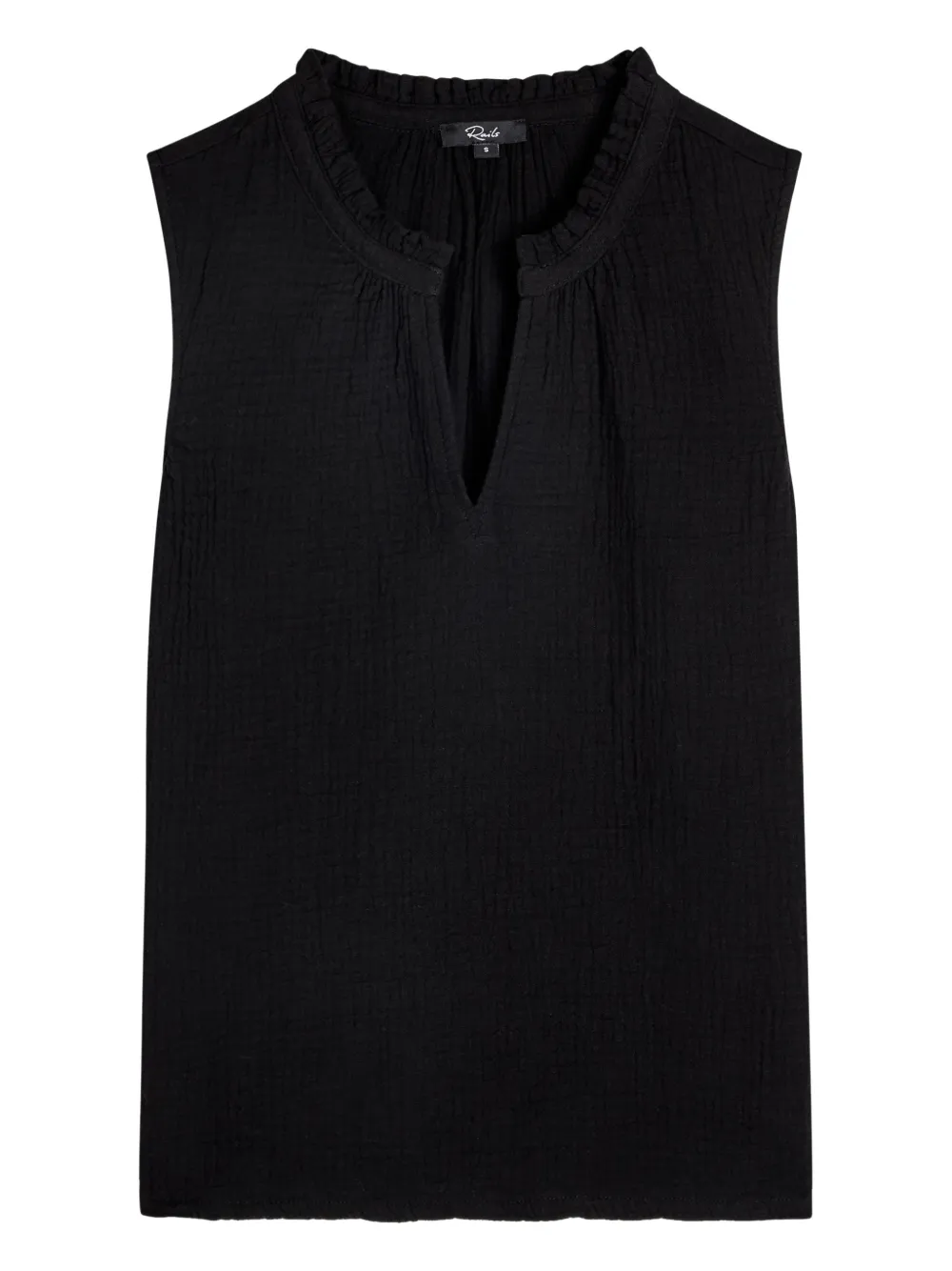 Rails Top con scollo a V e ruches - Nero