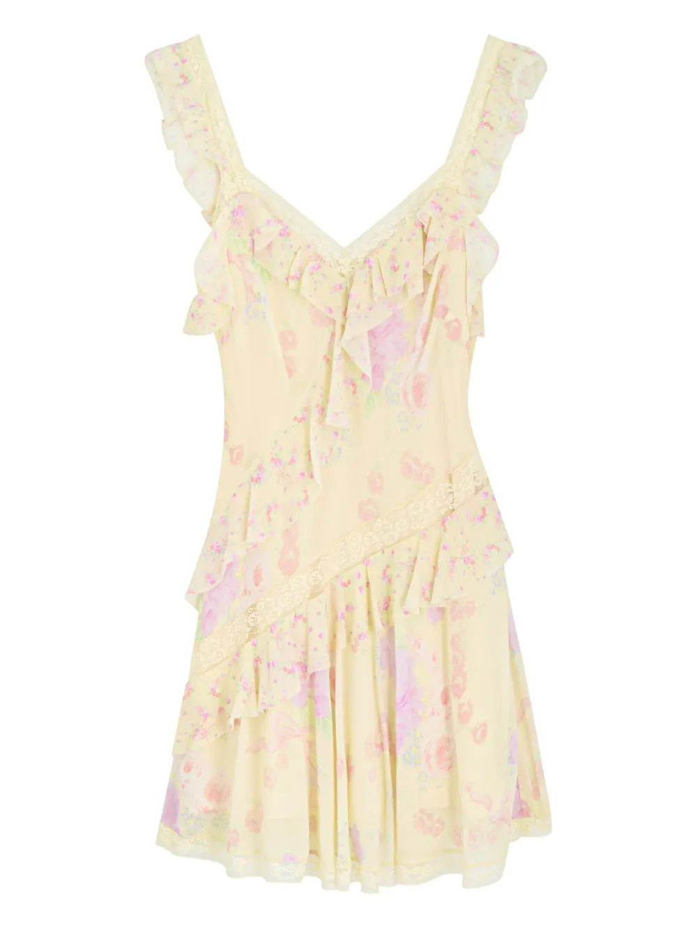 LoveShackFancy Abito corto a fiori - Giallo