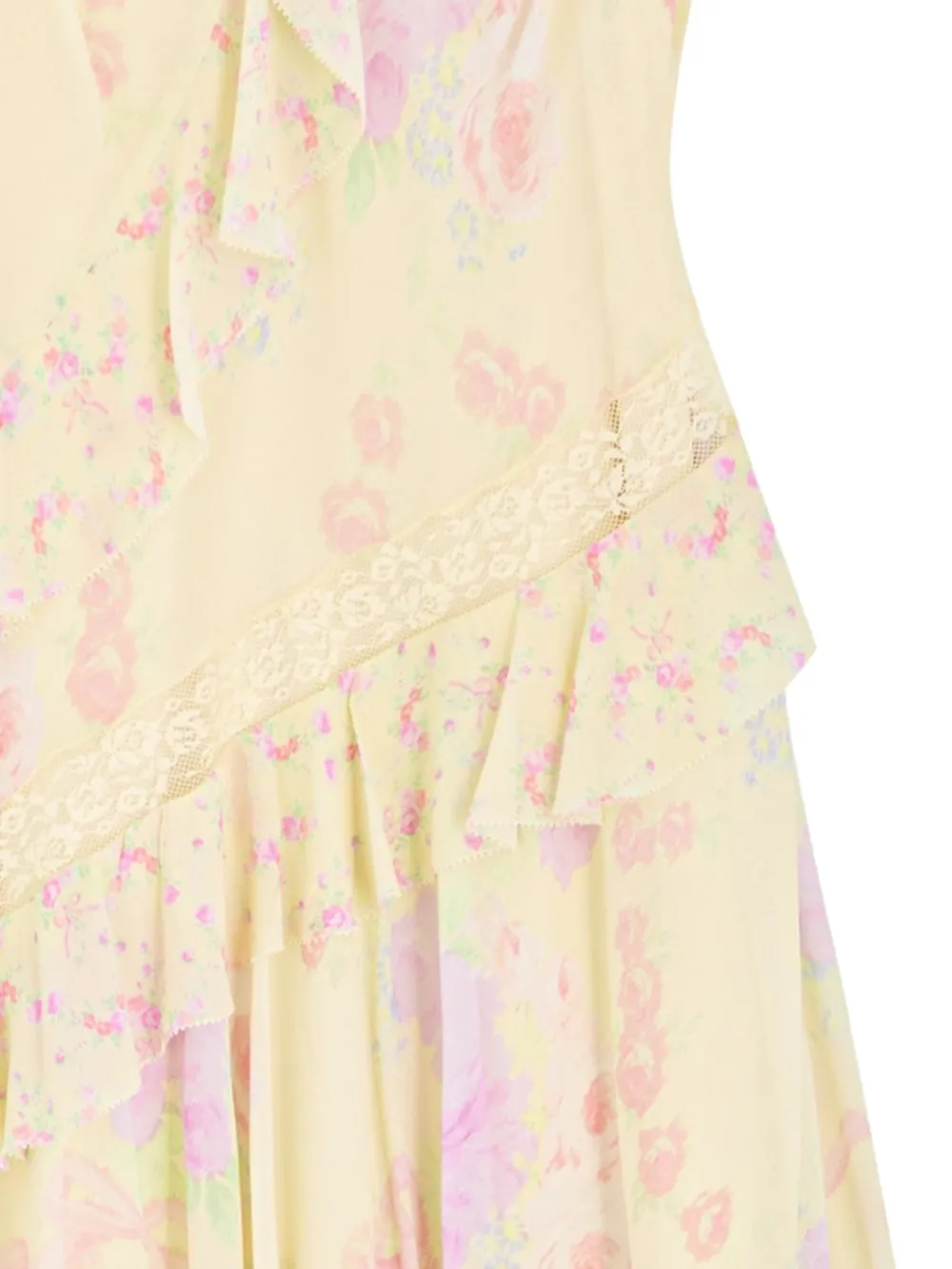 LoveShackFancy Mini-jurk met ruches en bloemenprint - Geel