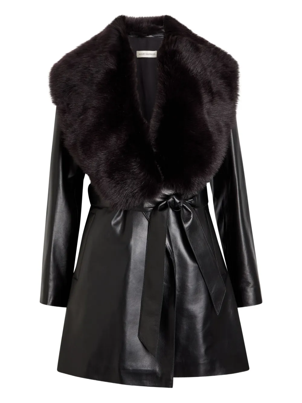 Nour Hammour Cappotto con cintura - Nero