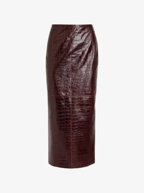 Nour Hammour Elyse crocodile-effect midi skirt