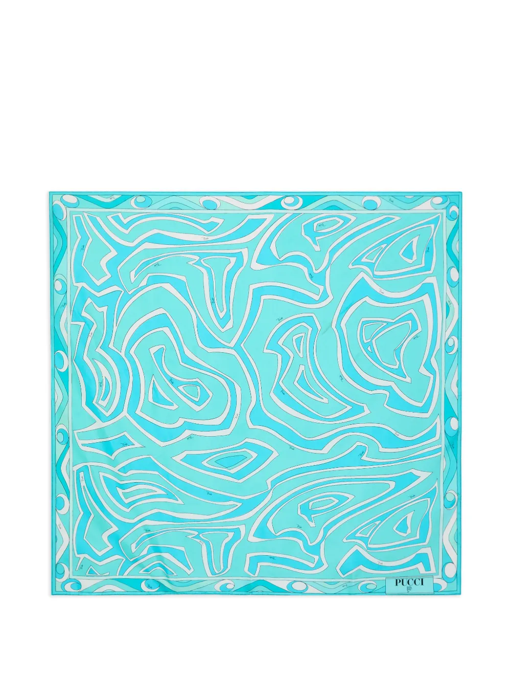 PUCCI patterned border scarf - Blu