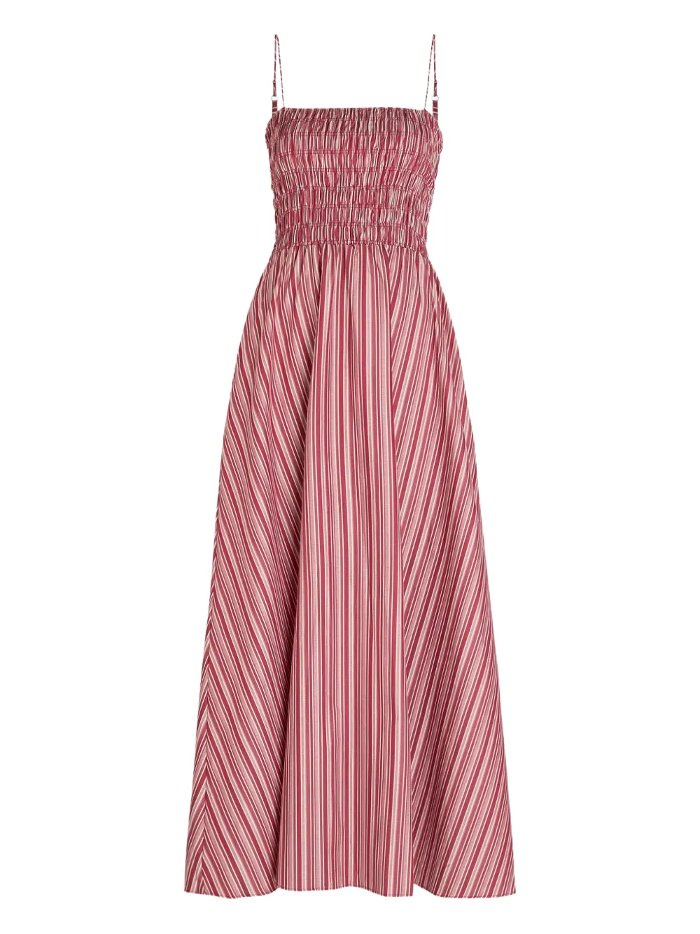 Faithfull the Brand striped-pattern shirred-bodice dress