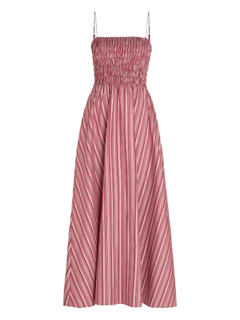 Faithfull the Brand striped-pattern shirred-bodice dress