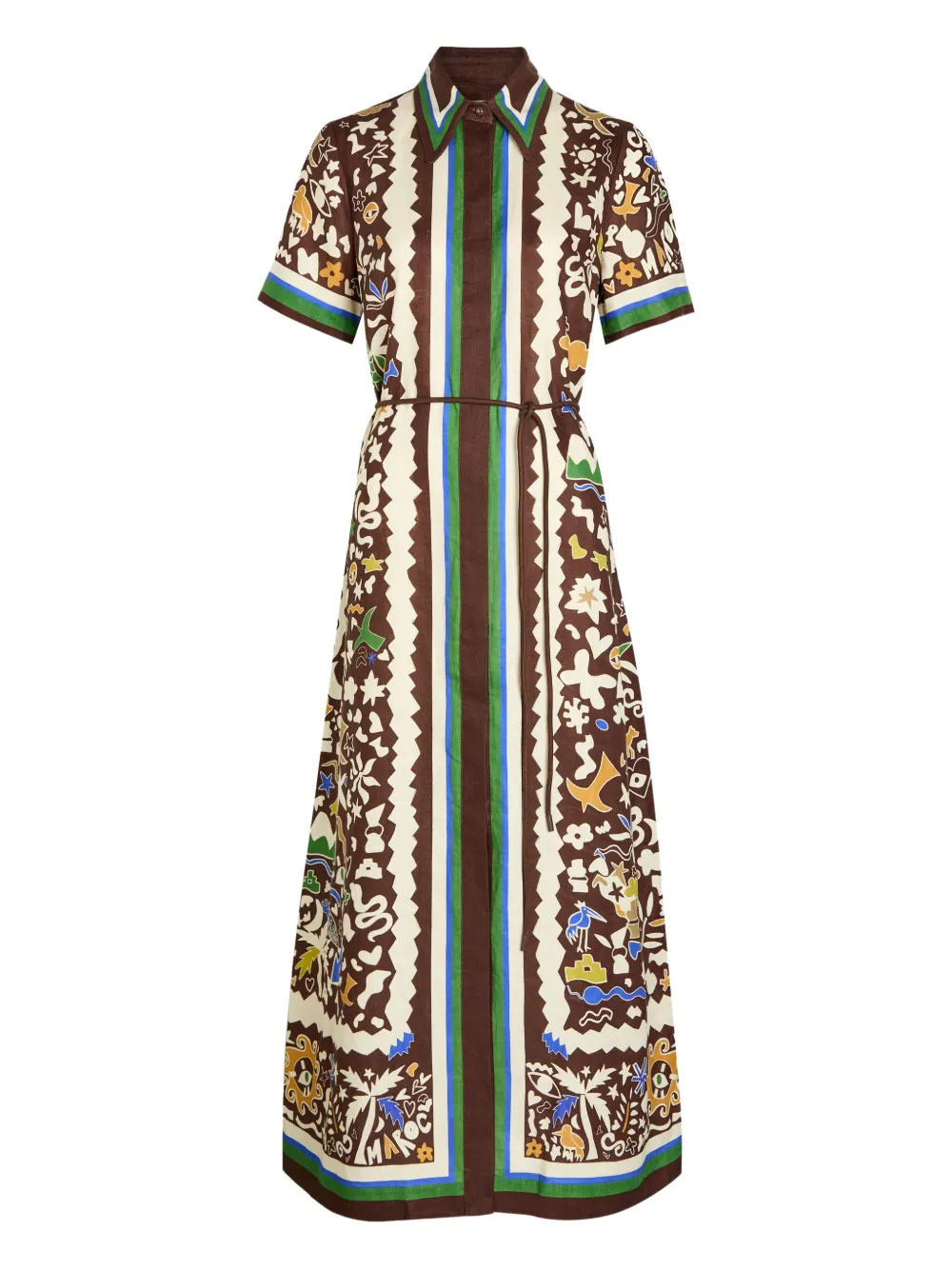 ALEMAIS Abito midi a righe - Marrone