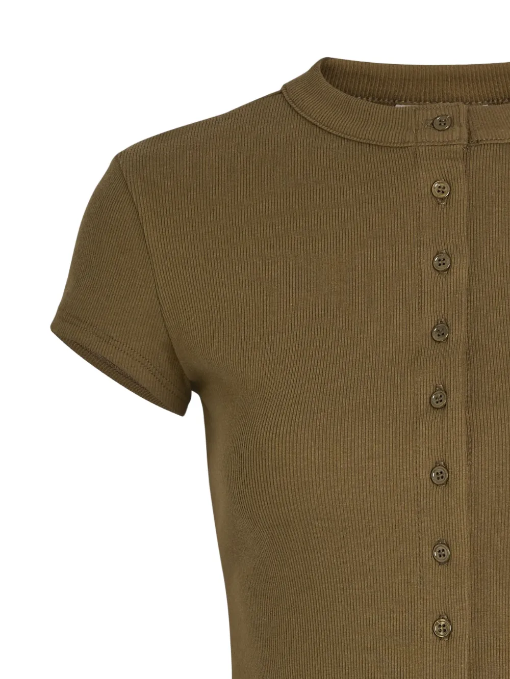  Reformation Raelynn Buttoned Ribbed Top - Green 