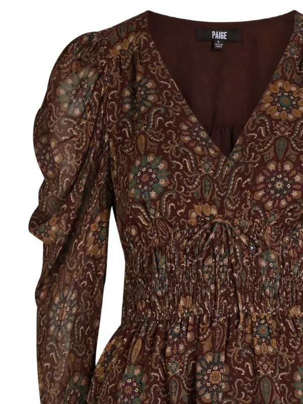 paige brown dress Paige Aries V-neck Mini Dress