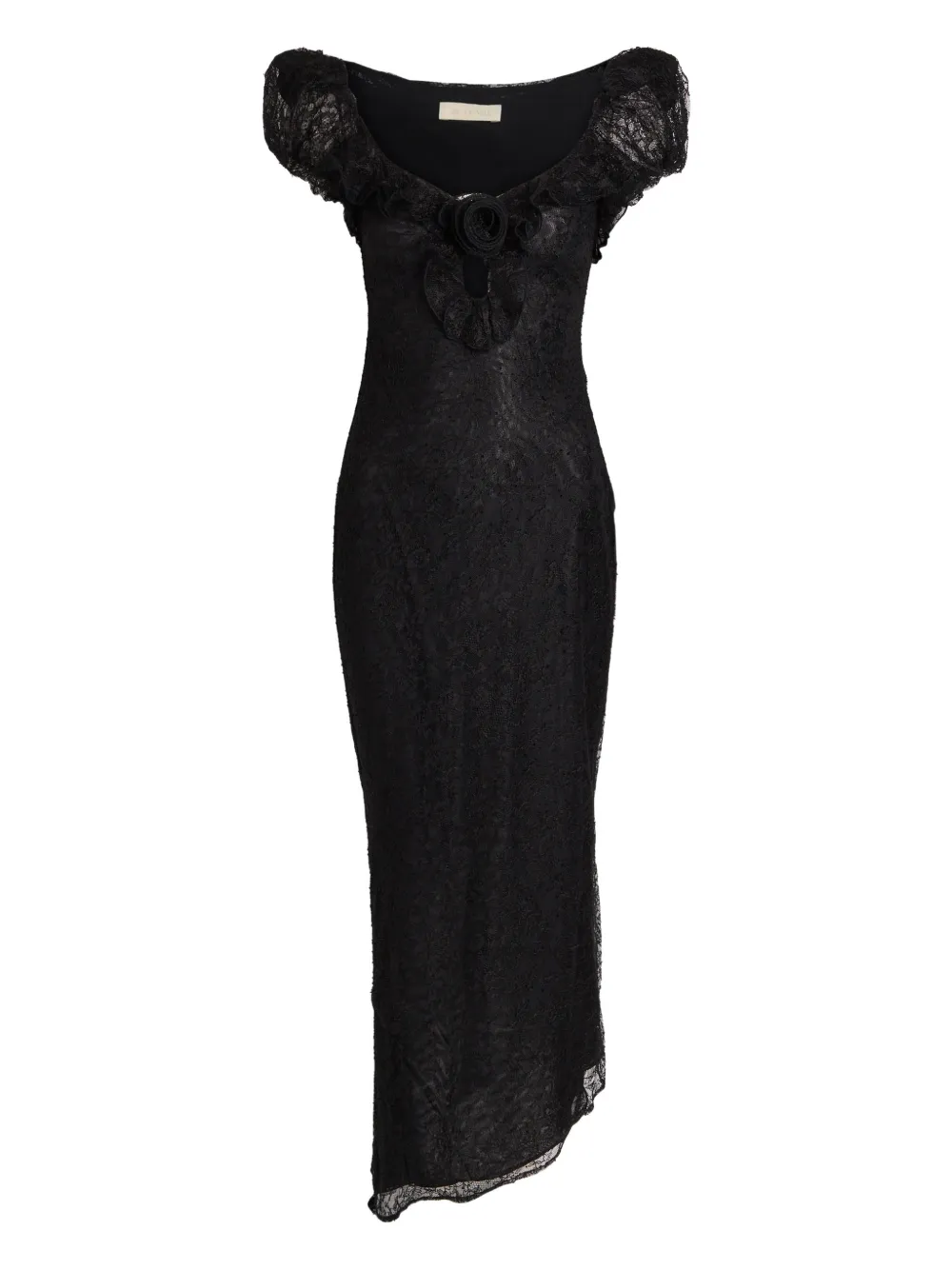 De La Vali Abito asimmetrico a fiori - Nero