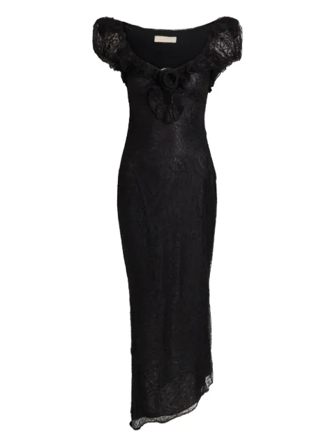 De La Vali floral-lace asymmetrical dress