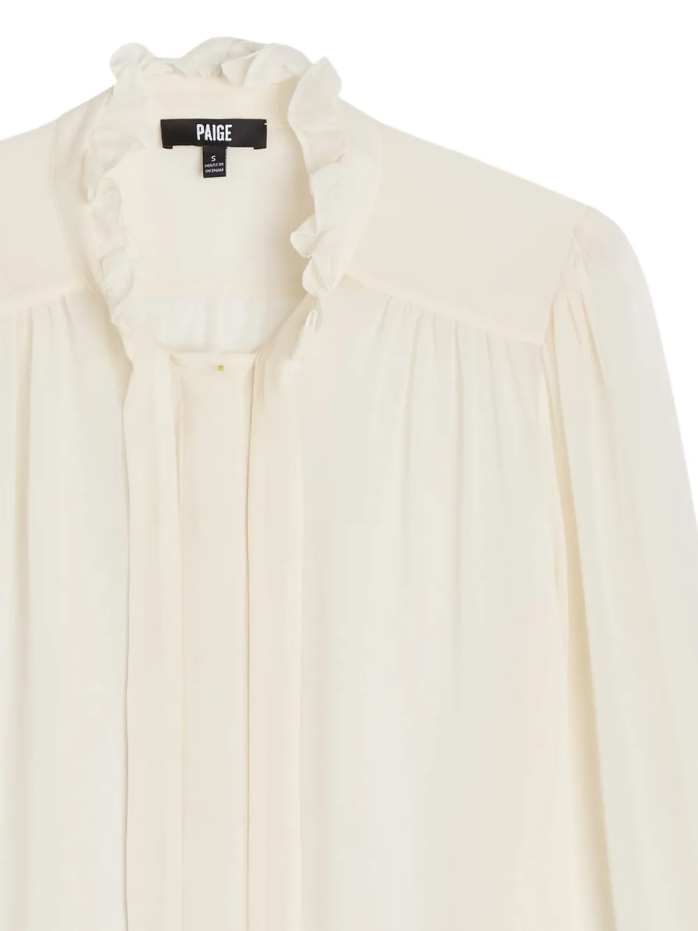 PAIGE Blouse met ruchekraag en gestrikt detail - Beige