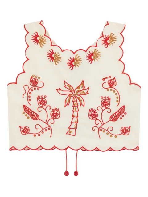 NEVER FULLY DRESSED scalloped-trim embroidered top