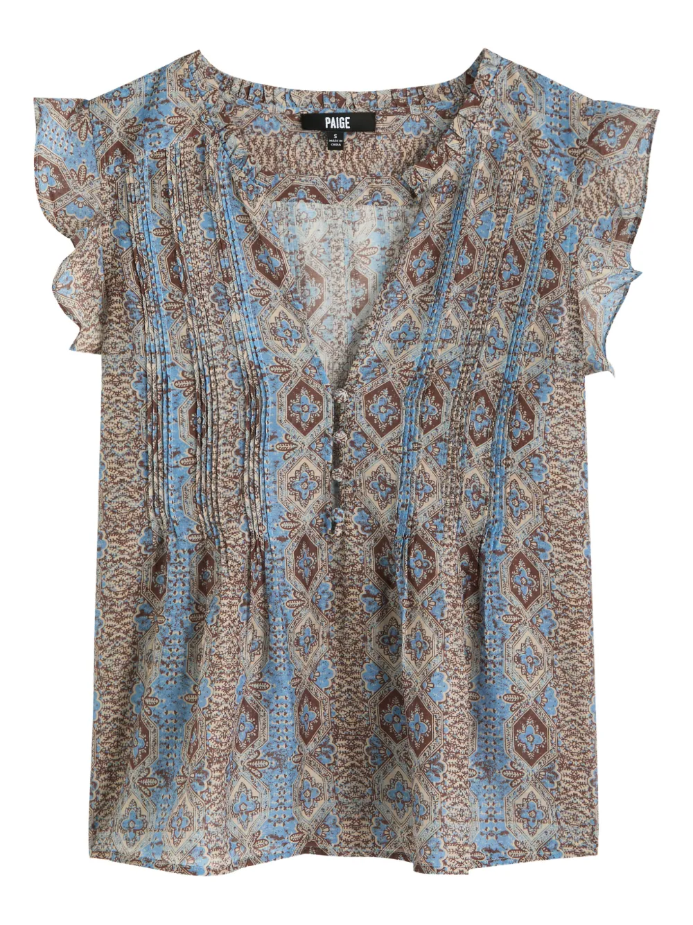 PAIGE ruffled floral top - Blue