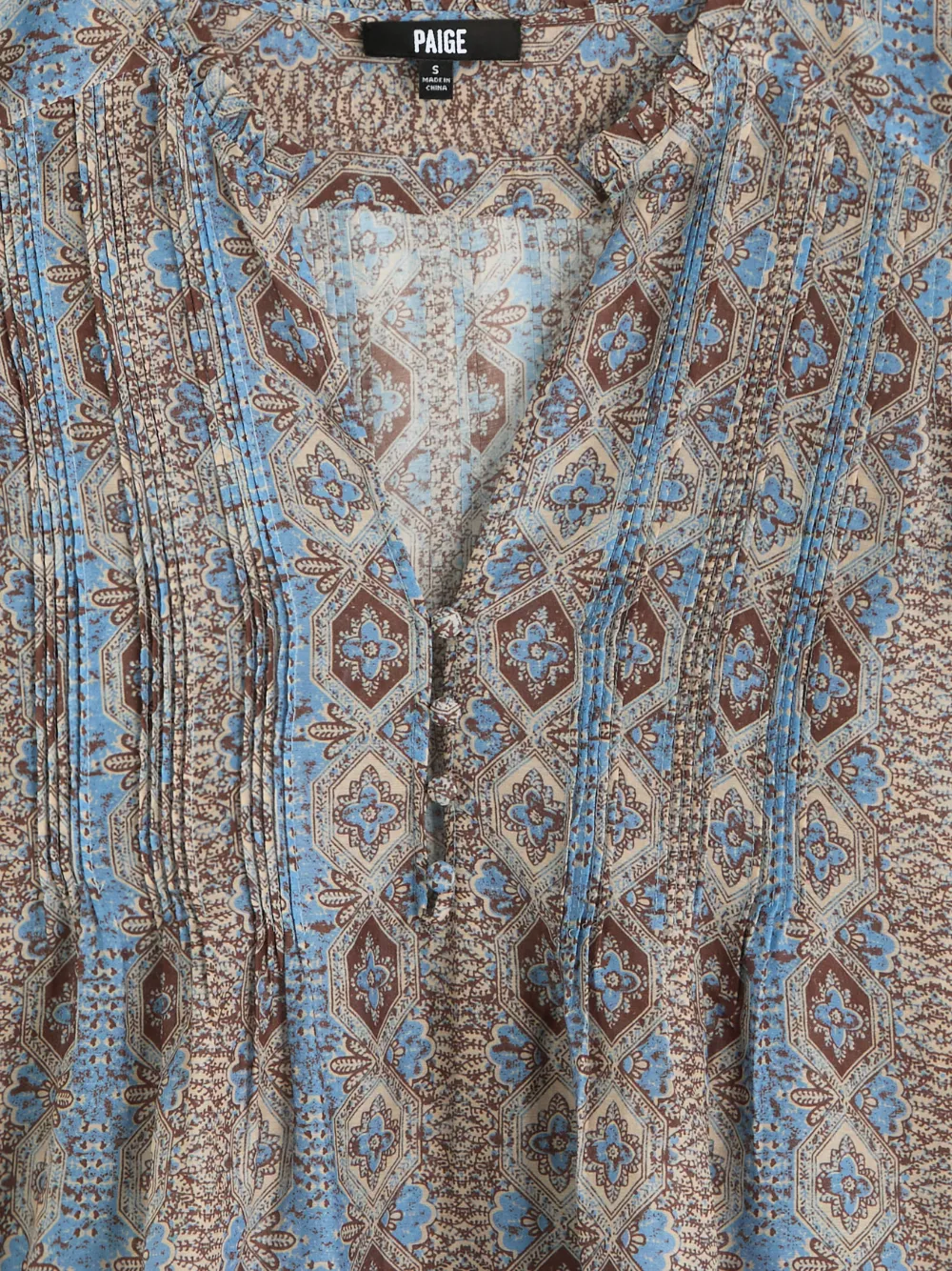 PAIGE Top met ruches en bloemenprint - Blauw