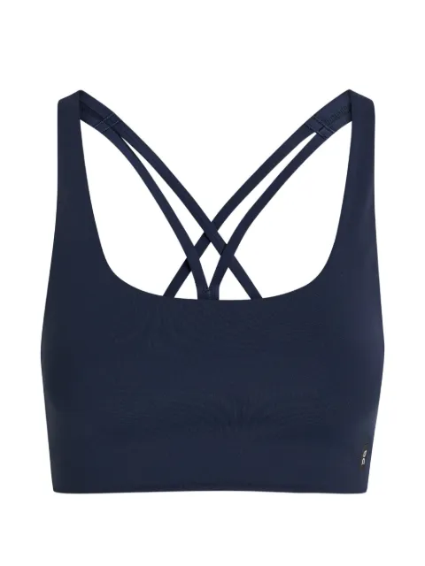 On  blue sports bra