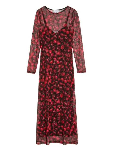 NEVER FULLY DRESSED Soho cherry-print midi dress