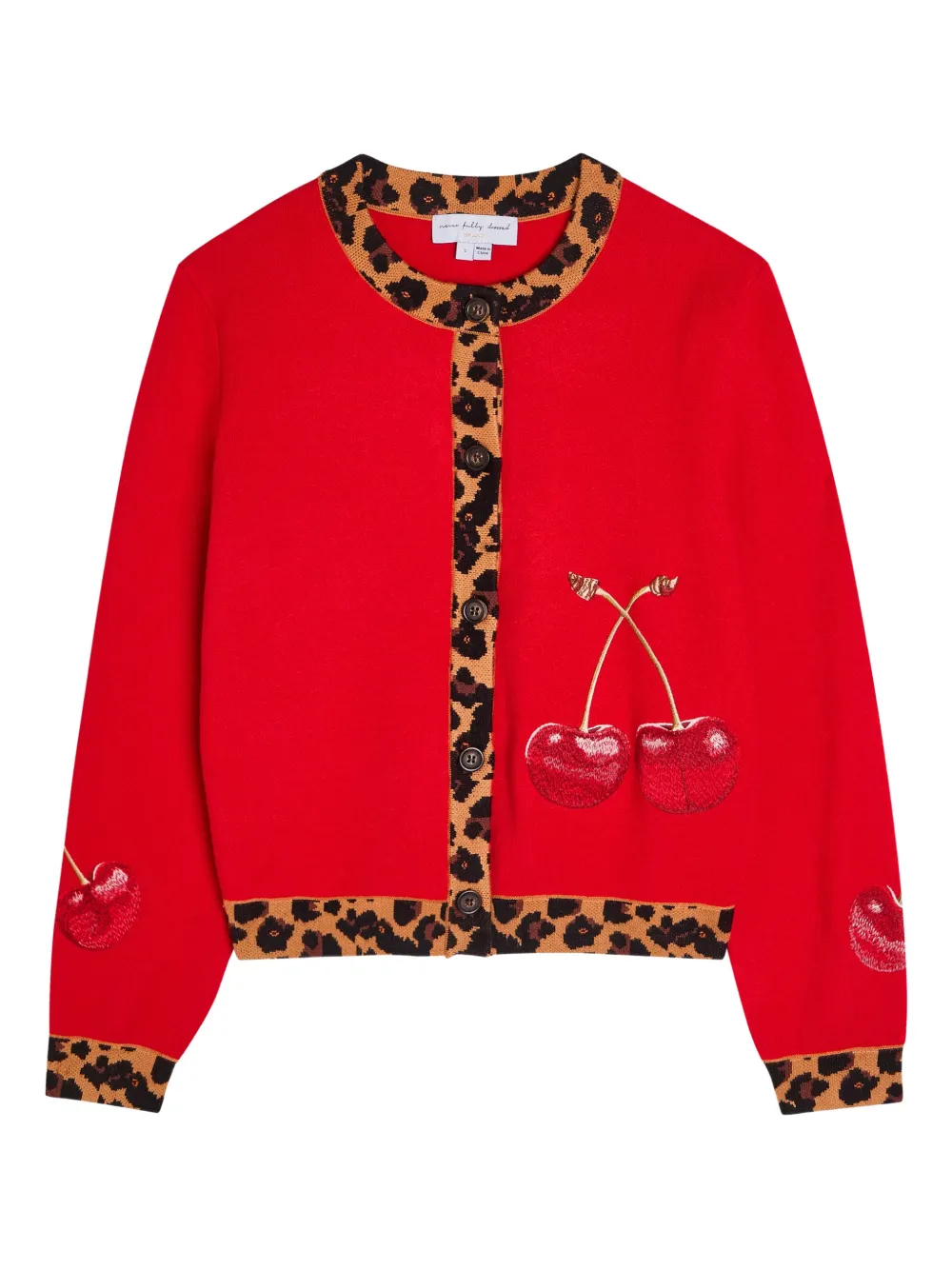 NEVER FULLY DRESSED cherry leopard cardigan - Red