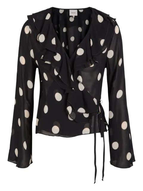 Reformation Blusa Kilah com poás e babados