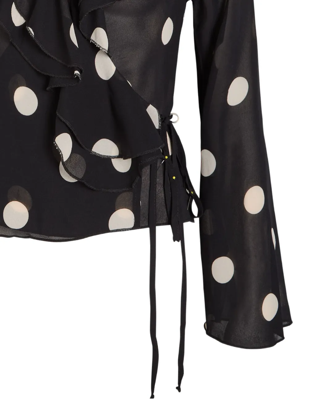 Reformation Kilah top met stippen en ruches - Zwart