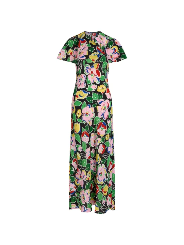 knee length dresses for ladies Rixo Ariel Midi Tulip Fields Blue main image 1
