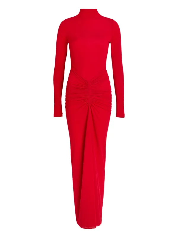 Ronny Kobo Scorpio Ruched Turtleneck Maxi Dress | Red | FARFETCH ID