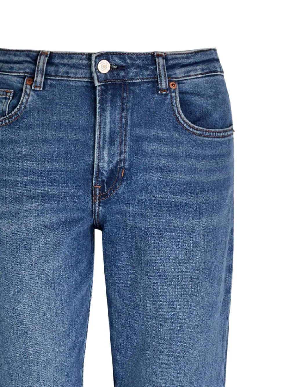 Reformation Elton straight jeans met riemlussen - Blauw