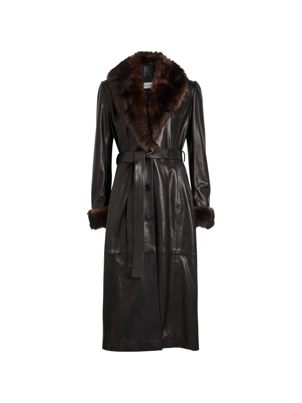 Nour Hammour Baez fur trim belted coat - Nero