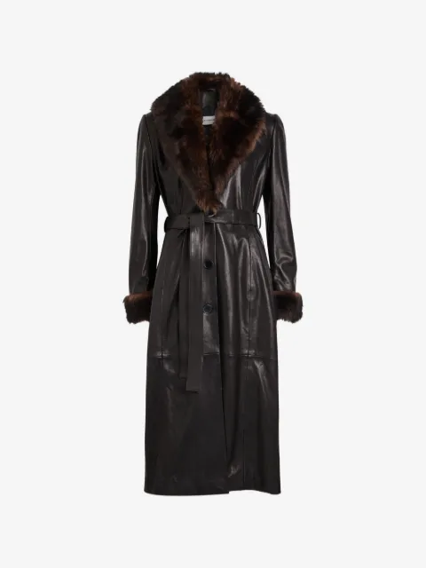 Nour Hammour manteau Baez ceinturé bordé de fourrure
