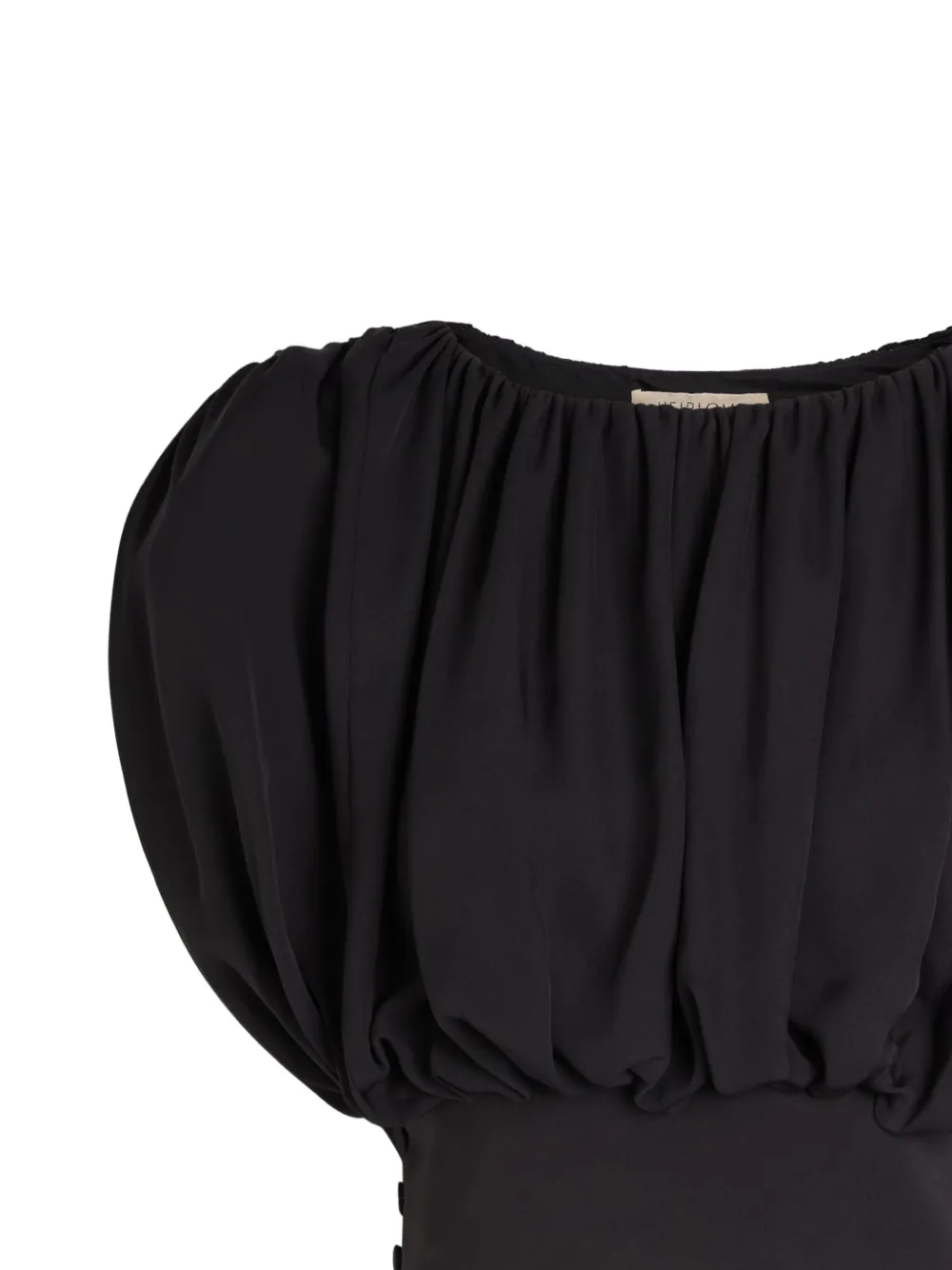  Heirlome Cummerbund Gathered Puff-sleeve Top - Black 