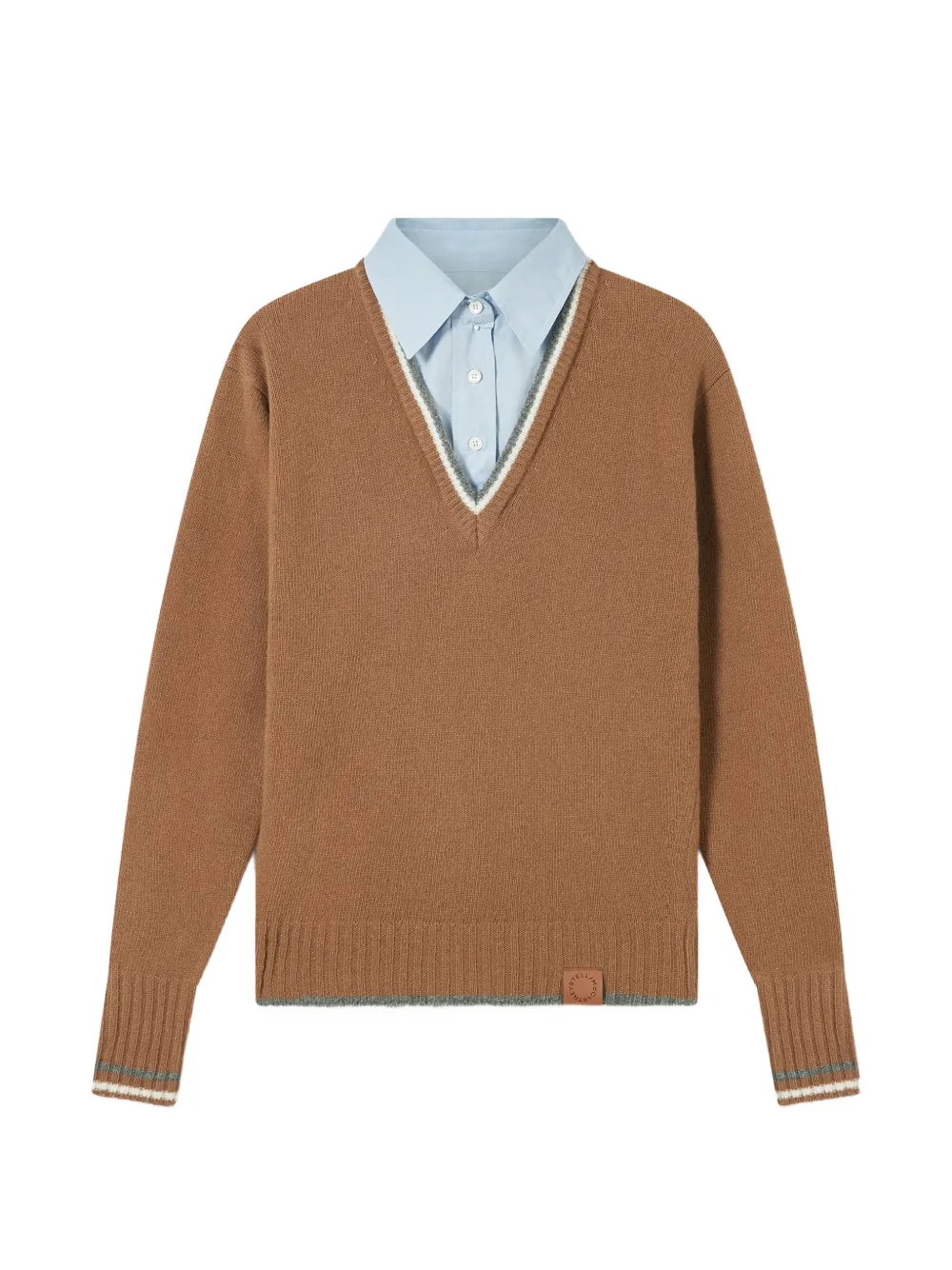 Stella McCartney Hybrid knit shirt sweater - Brown