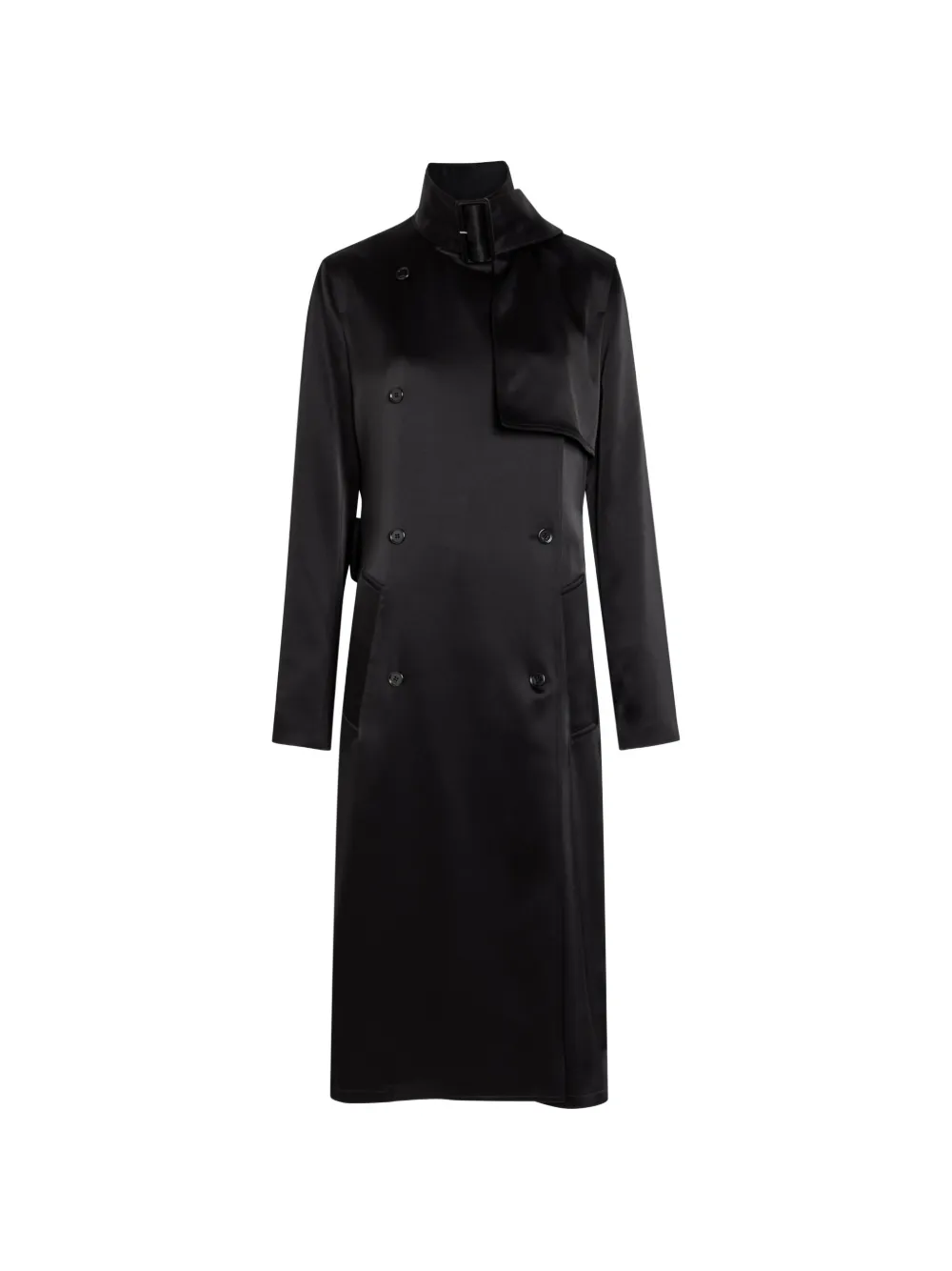 Courrèges Double-breasted satin trench coat - Nero