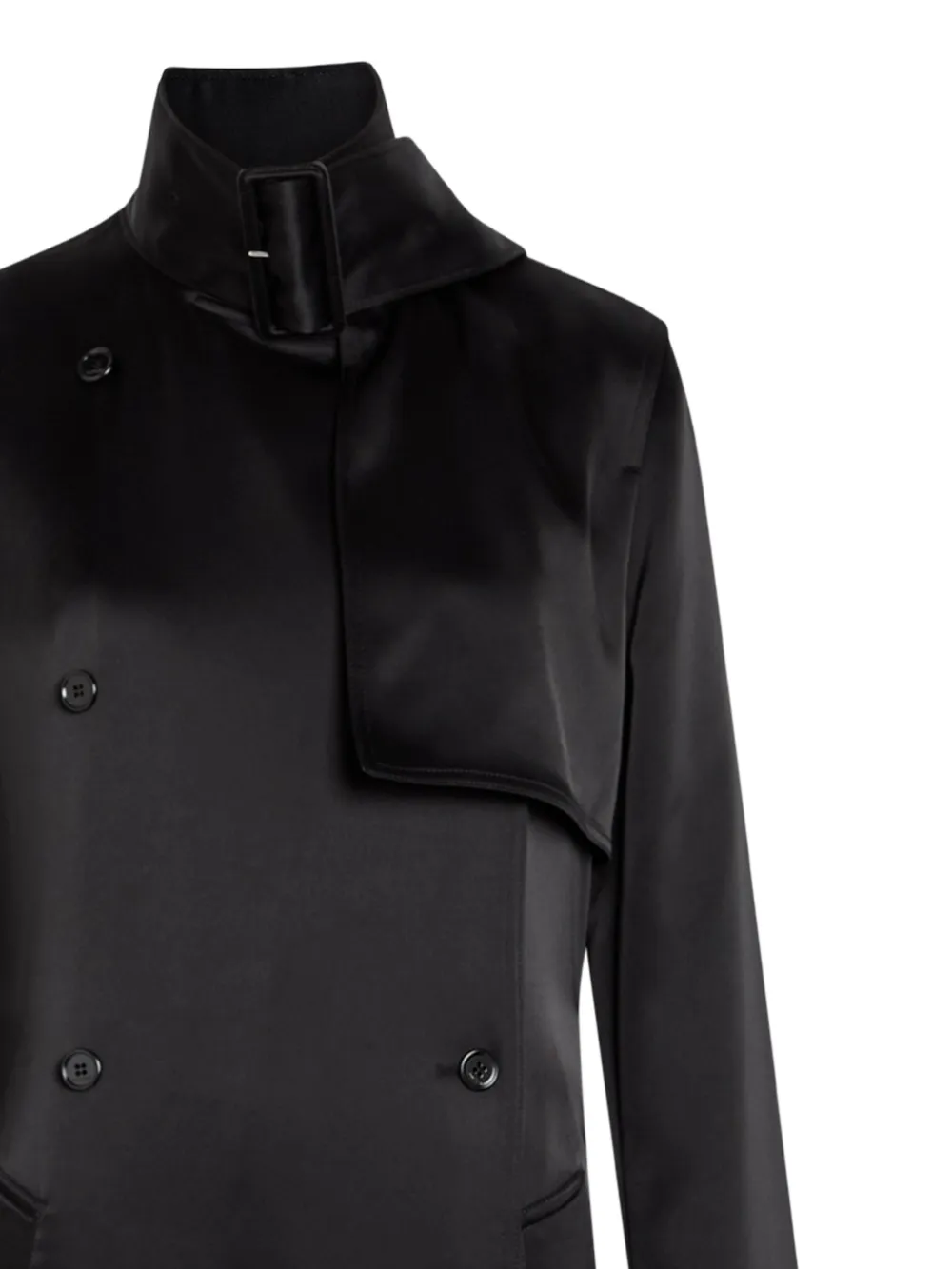 Double-breasted satin trench coat