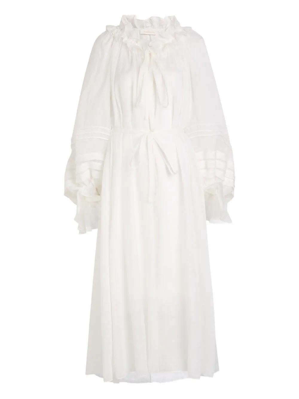 Zimmermann Ruffled Tie Midi Dress In White