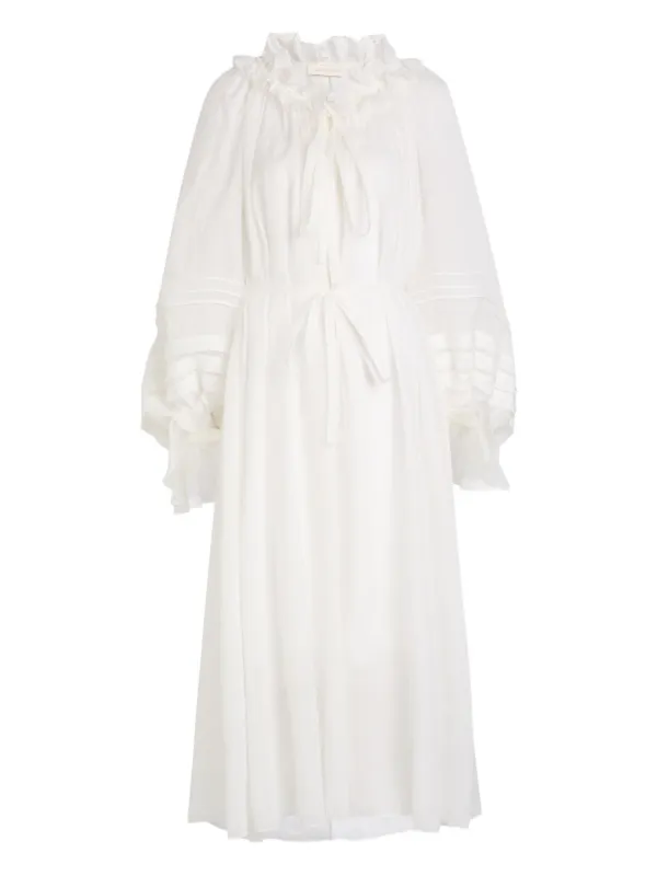 Zimmermann Ruffled Tie Midi Dress - White