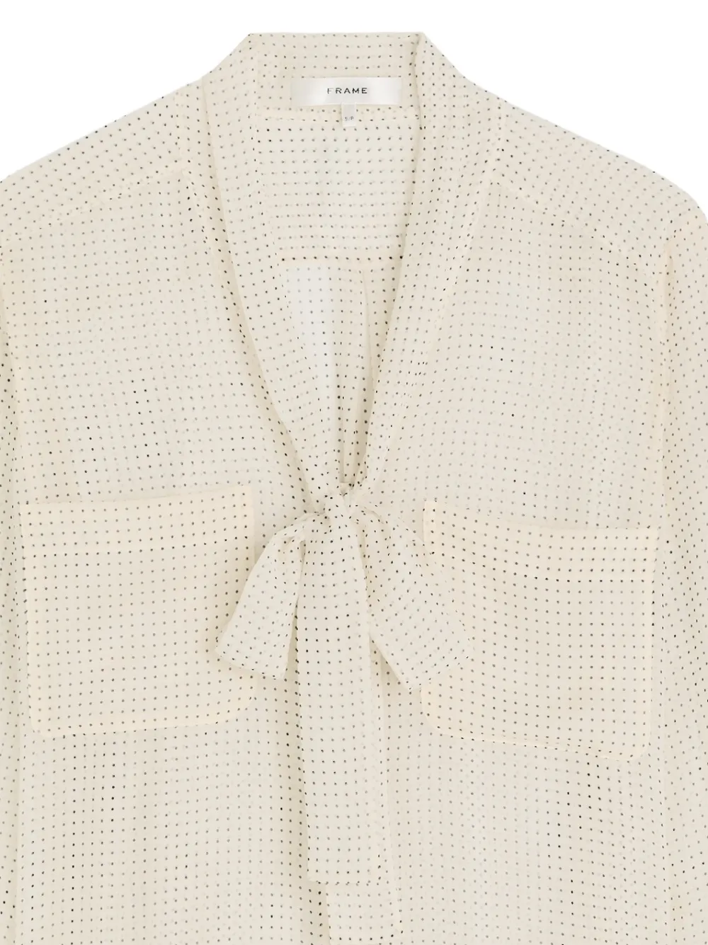 FRAME Top met stippen en gestrikte hals - Beige