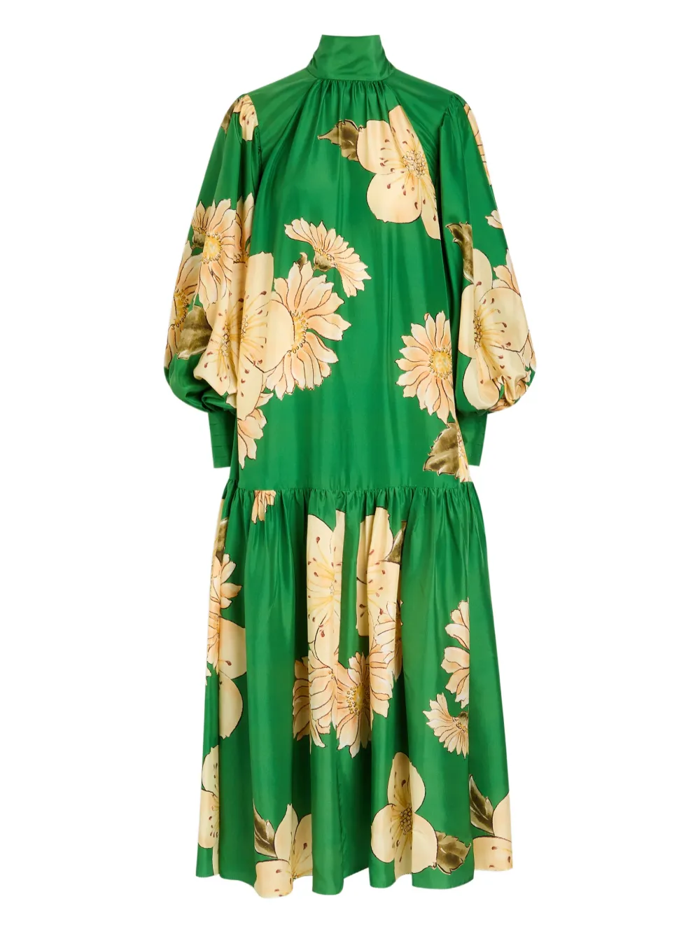 ALEMAIS floral bishop-sleeve gown - Groen