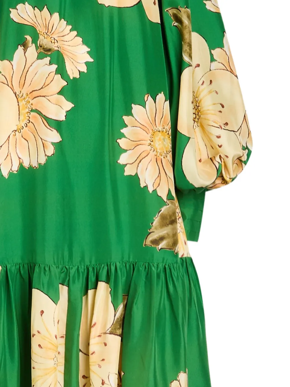ALEMAIS Avondjurk met bloemenprint en bisschopmouwen Groen