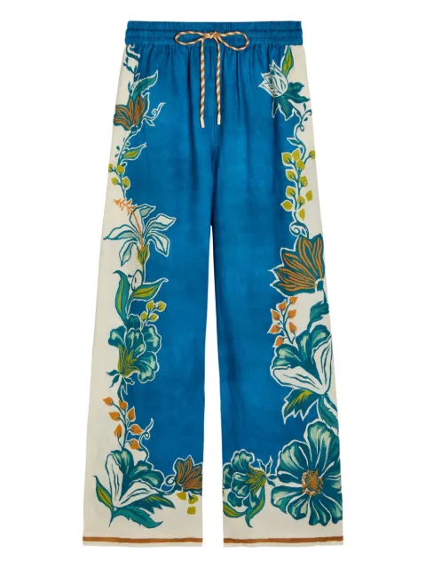 ALEMAIS Luca floral-print wide-leg linen trousers