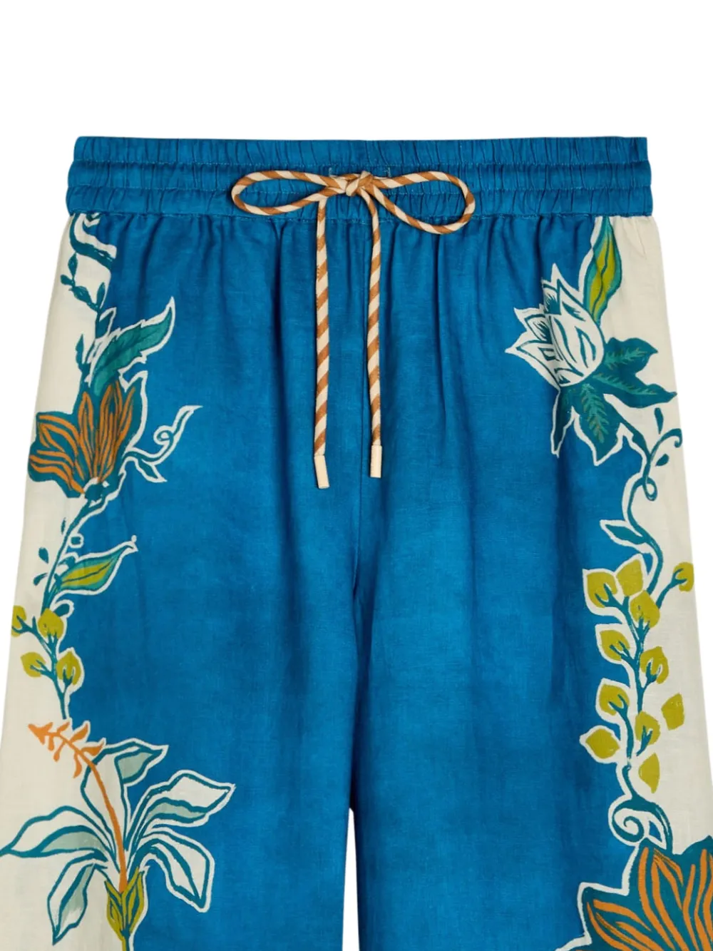  Alemais Luca Floral-print Wide-leg Linen Trousers - Blue 