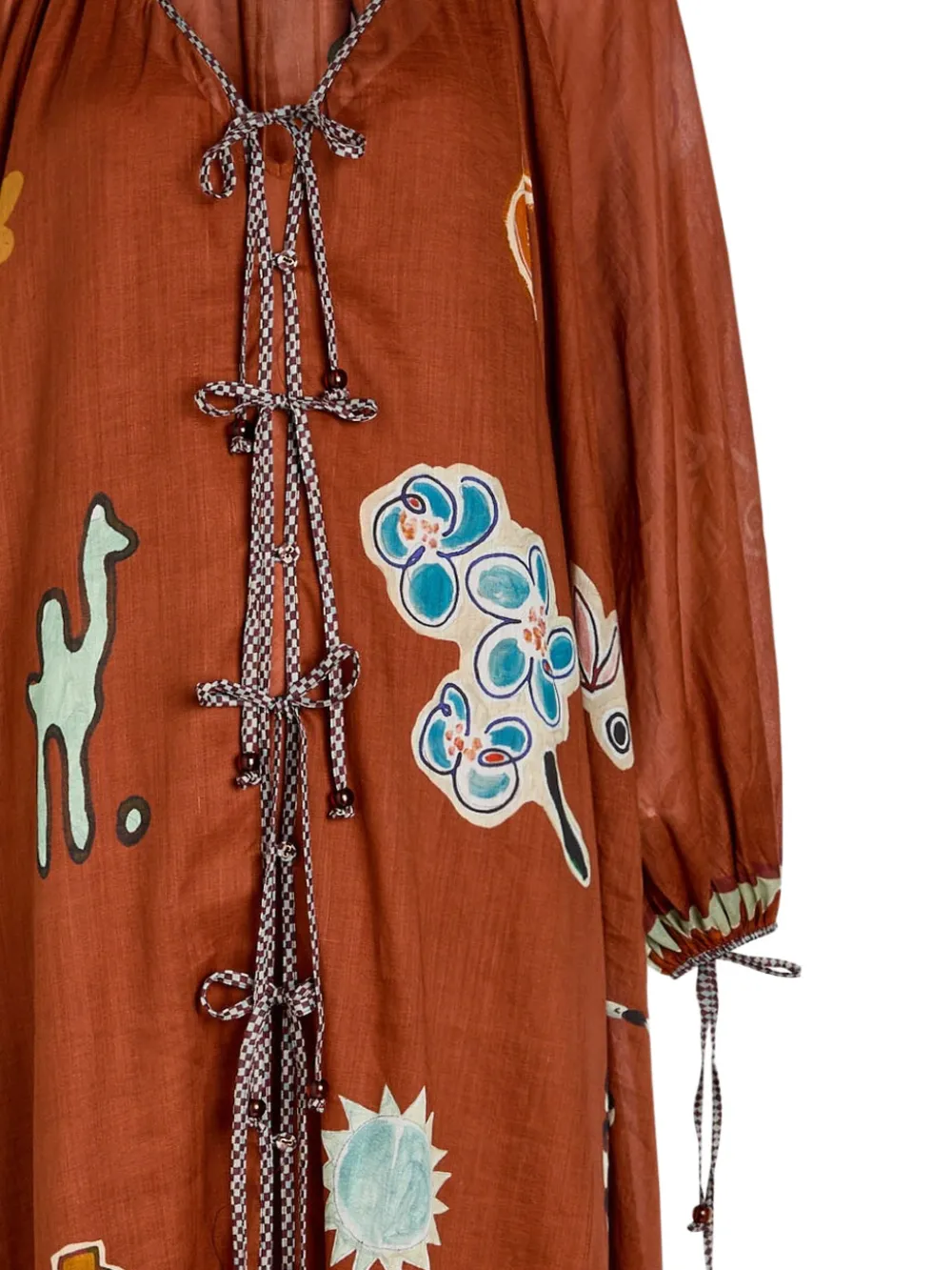 ALEMAIS Jurk met strik print - Bruin