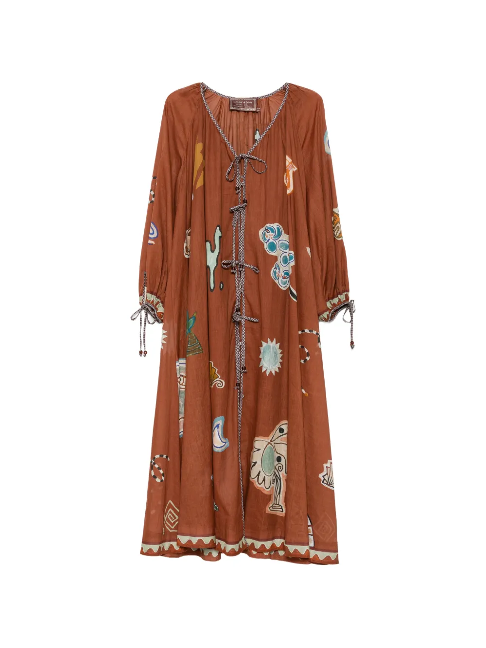 ALEMAIS print tie dress - Marrone