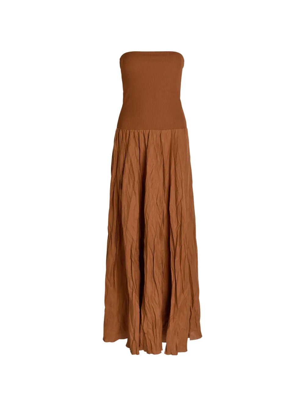 Johanna Ortiz ribbed bandeau gathered midi dress - Marrone