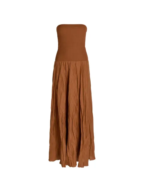 Johanna Ortiz ribbed bandeau gathered midi dress