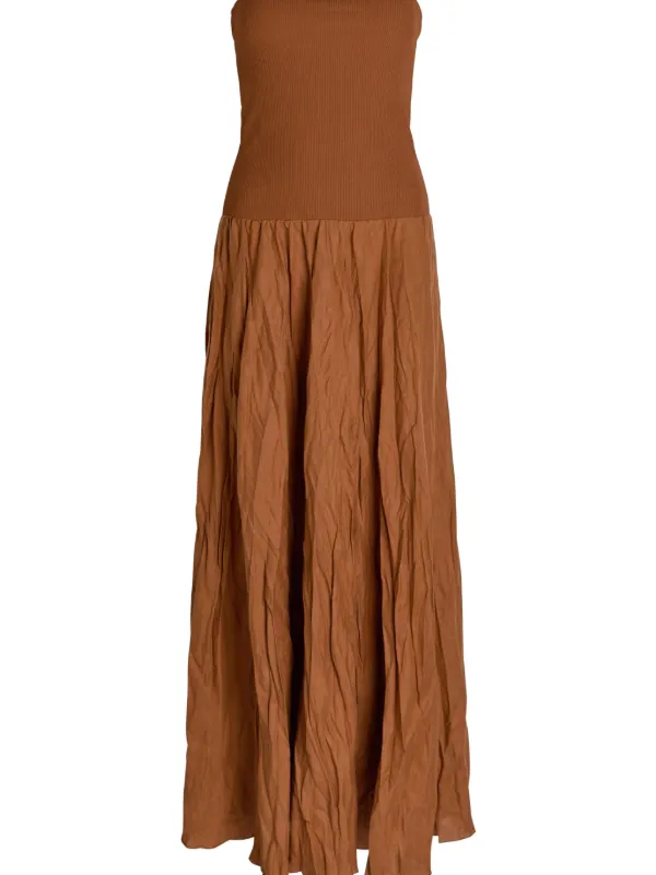 bandeau brown dress Dress For It Brown Satin Feather Trim Bandeau Maxi Dress – Club L London