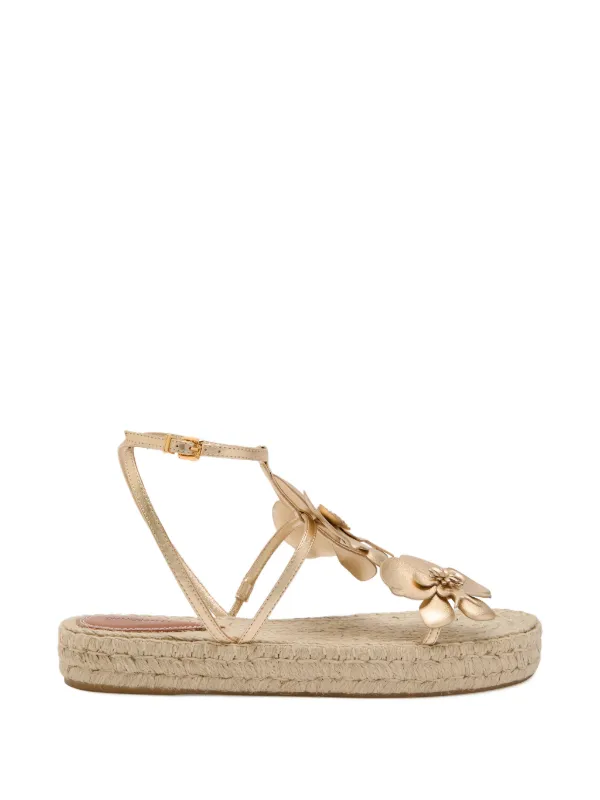 Zimmermann Orchid Floral-embellished Espadrilles in Gold