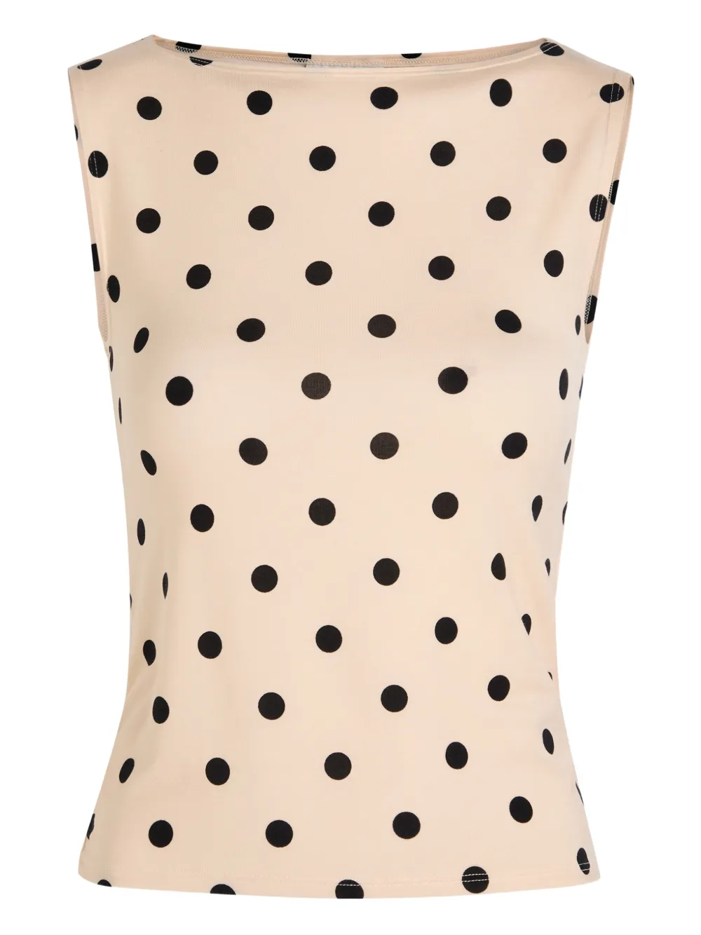 Reformation Polka Dot Boat-neck Top In Neutral