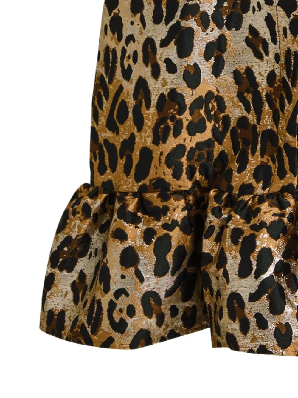 Sister Jane Suite midi-jurk met pofmouwen en luipaardjacquard - Bruin