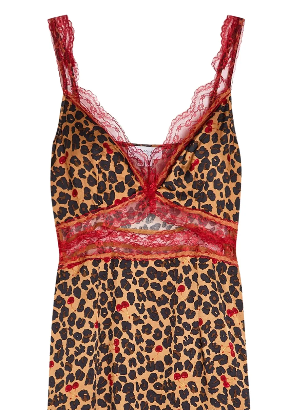 NEVER FULLY DRESSED Jurk met dierenprint en kanten afwerking - Bruin