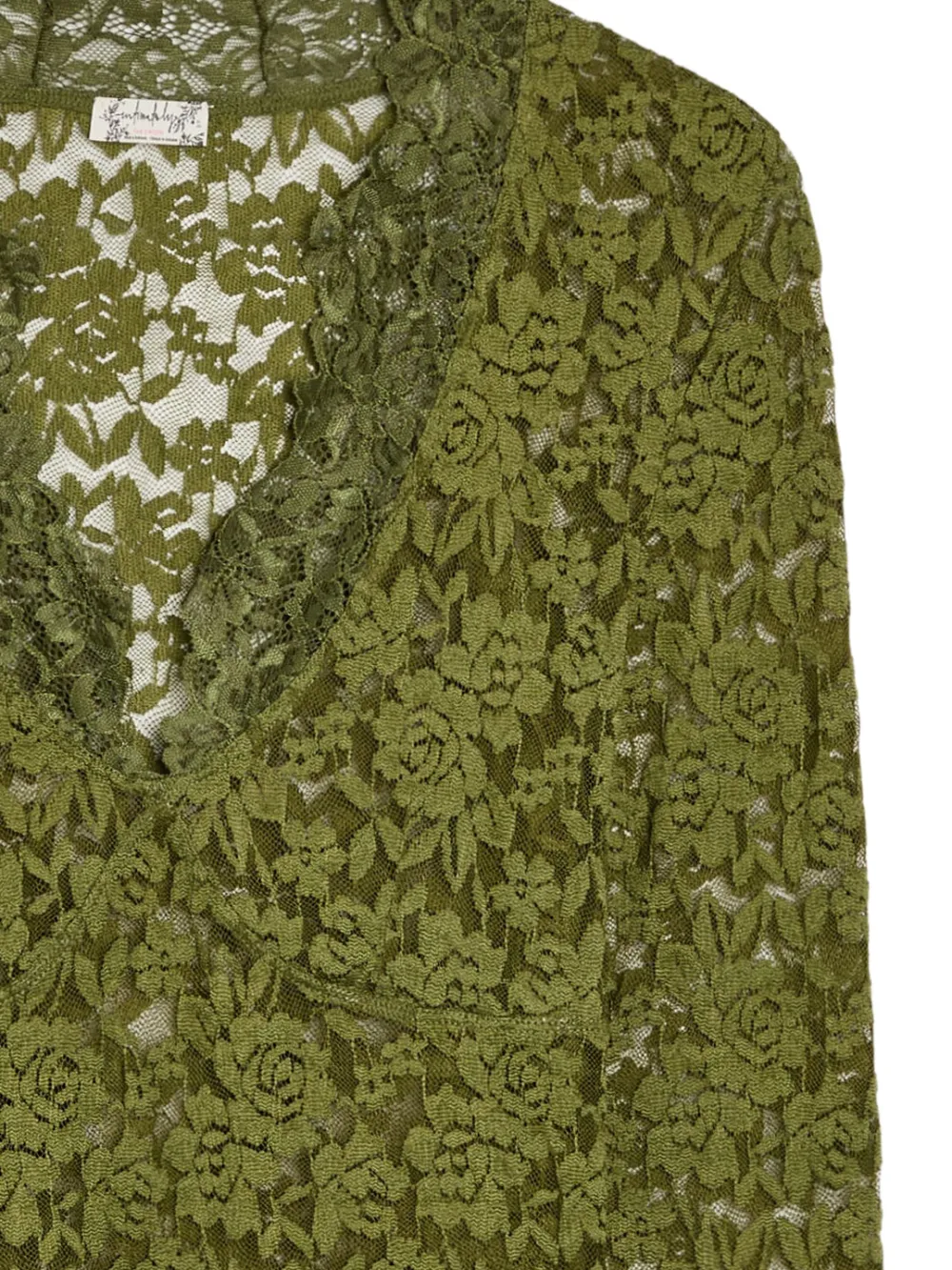 Free People All Day top met bloemenkant - Groen