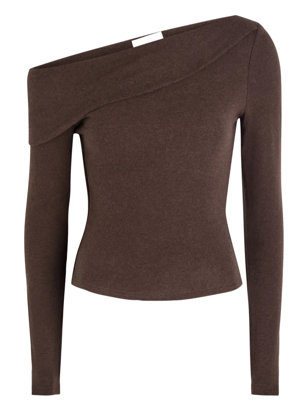Reformation Off-shoulder Long-sleeve Top In Brown