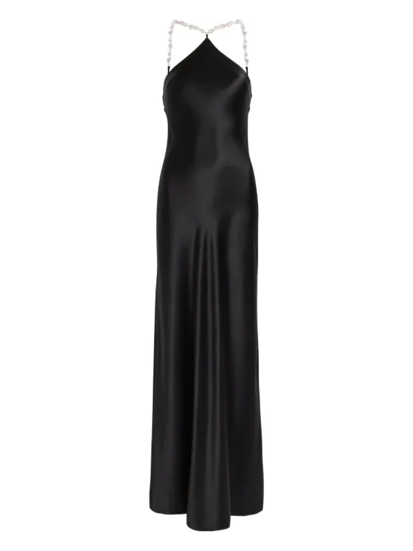 pearl strap satin dress in black Pearl Strap Satin Dress in Black